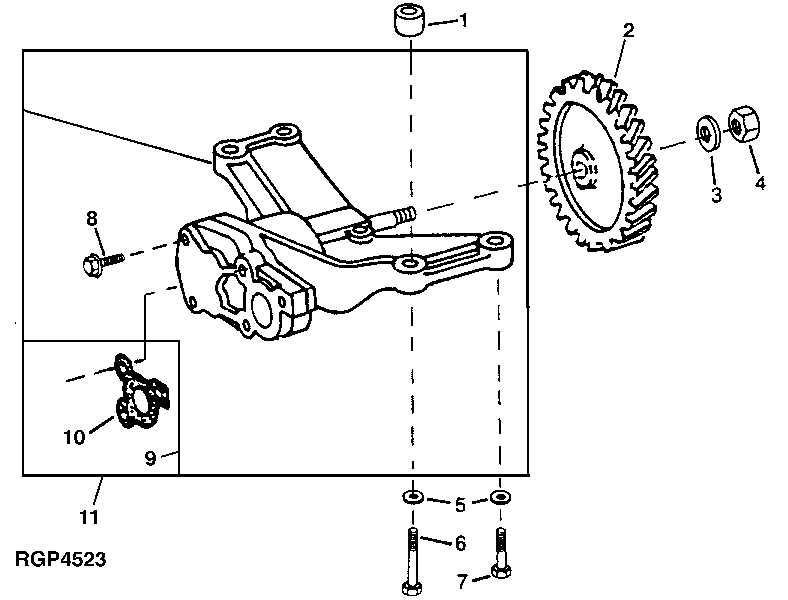 Схема запчастей John Deere 92ELC - 38 - Oil Pump (6076) 0407 Engine Oiling System 6076AT030 6076AT030