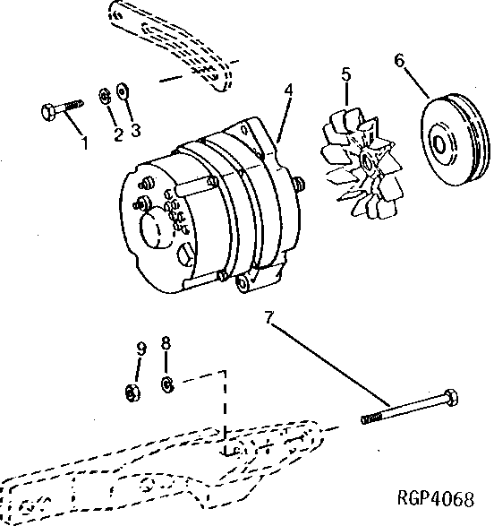 Схема запчастей John Deere 92ELC - 72 - Alternator, Pulley and Hardware (24V) 0429 Fan Drive (Damper, Idler, Pulleys, & Belt) 6076AT030 6076AT030