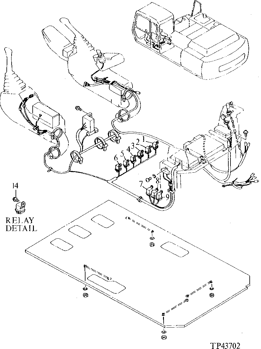 Схема запчастей John Deere 92ELC - 111 - Relay ( - 012000) 1674 Wiring Harness And Switches