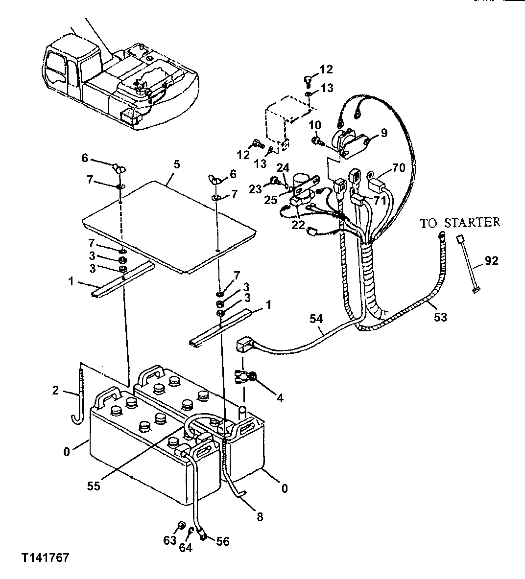 Схема запчастей John Deere 92ELC - 113 - Battery, Electrical System ( - 010999) 1674 Wiring Harness And Switches