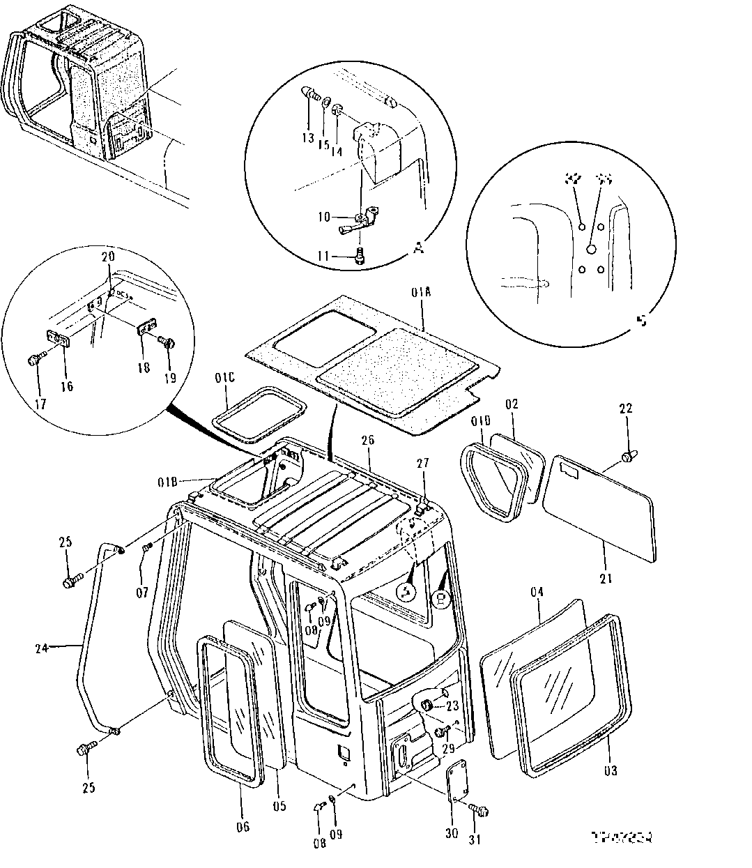 Схема запчастей John Deere 92ELC - 141 - Cab Windows 1810 Operator Enclosure