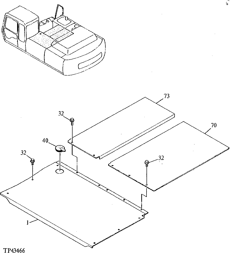 Схема запчастей John Deere 92ELC - 177 - Covers 1910 Hood Or Engine Enclosure