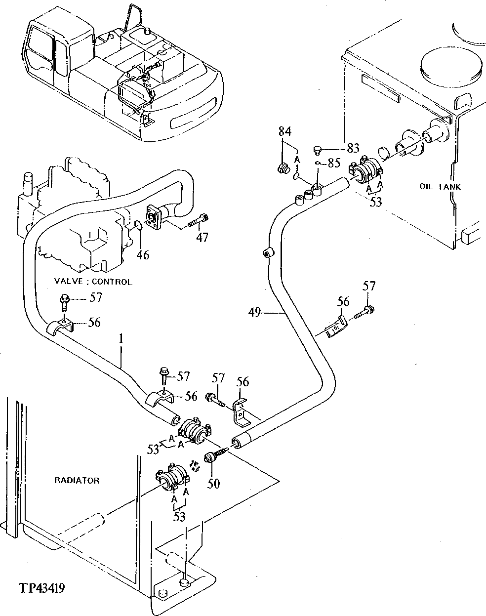 Схема запчастей John Deere 92ELC - 193 - Oil Cooler Lines 2160 Vehicle Hydraulics