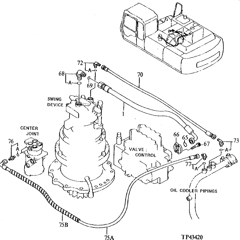 Схема запчастей John Deere 92ELC - 194 - Oil Cooler Lines 2160 Vehicle Hydraulics