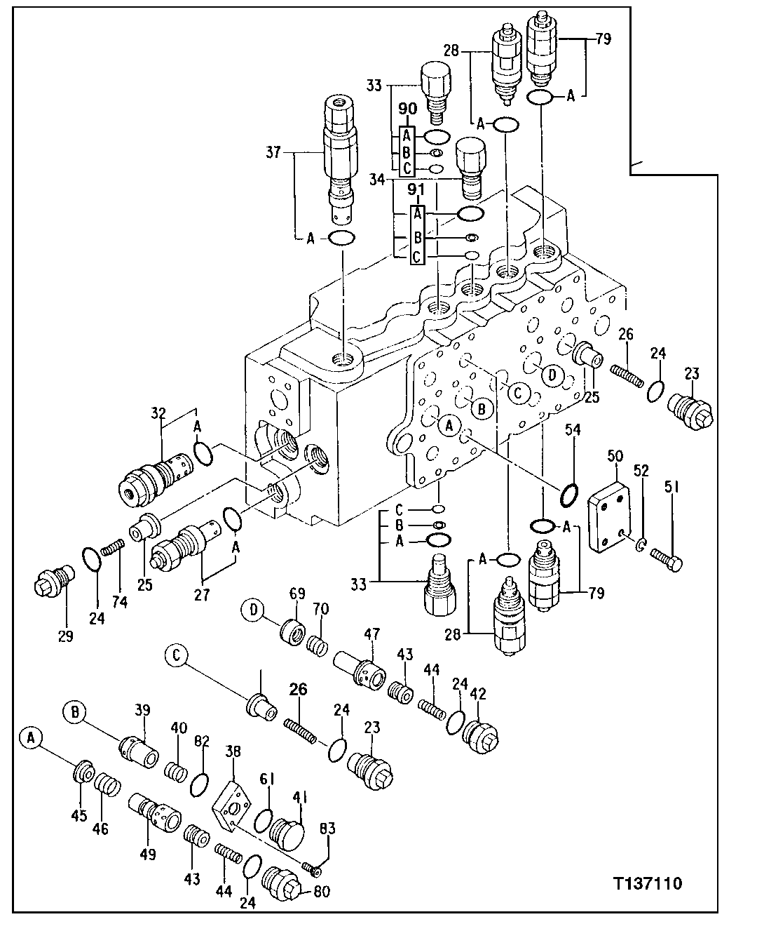 Схема запчастей John Deere 92ELC - 201 - Control Valve Components (007425 - ) 2160 Vehicle Hydraulics