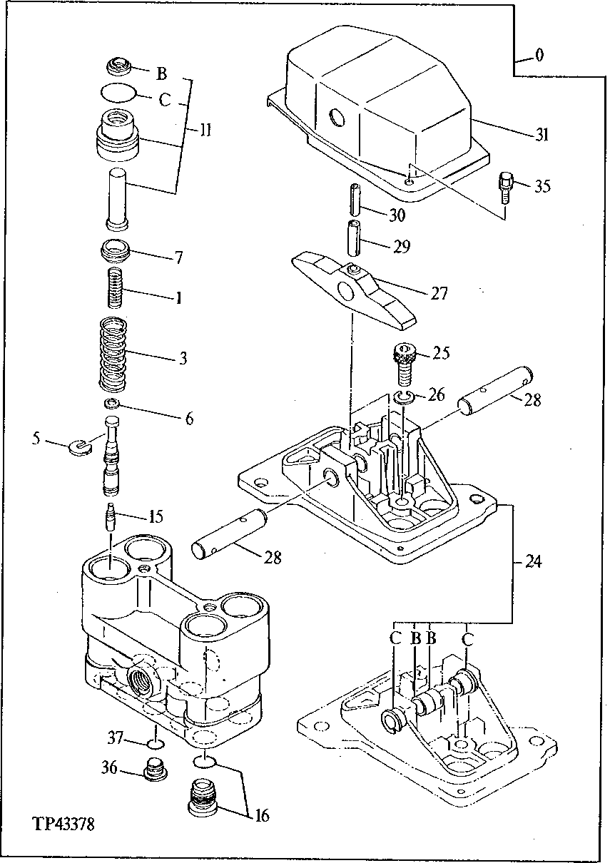 Схема запчастей John Deere 92ELC - 236 - Pilot Valve ( - 012000) 3315 Control Linkage