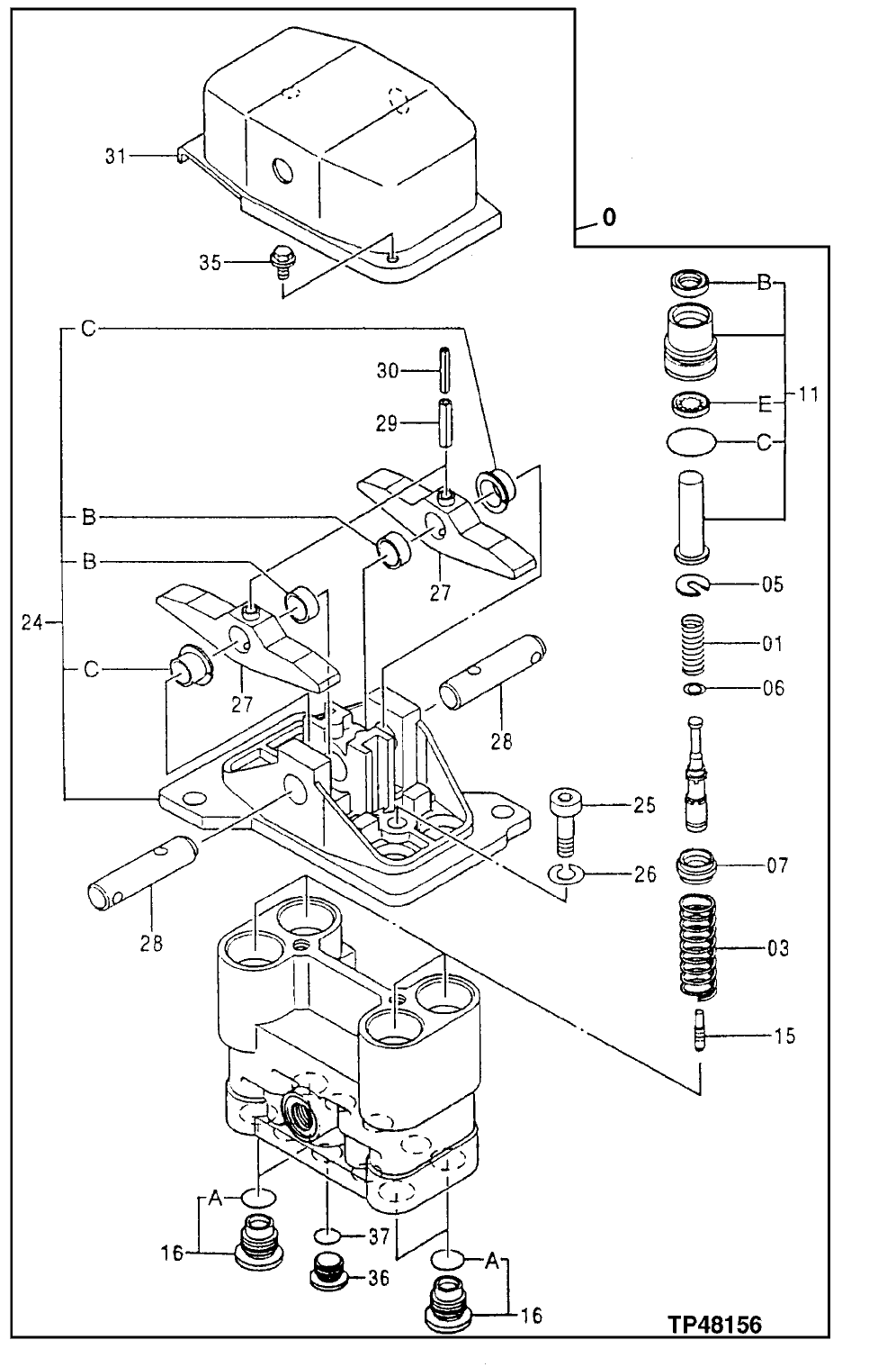 Схема запчастей John Deere 92ELC - 237 - Pilot Valve (012001 - ) 3315 Control Linkage