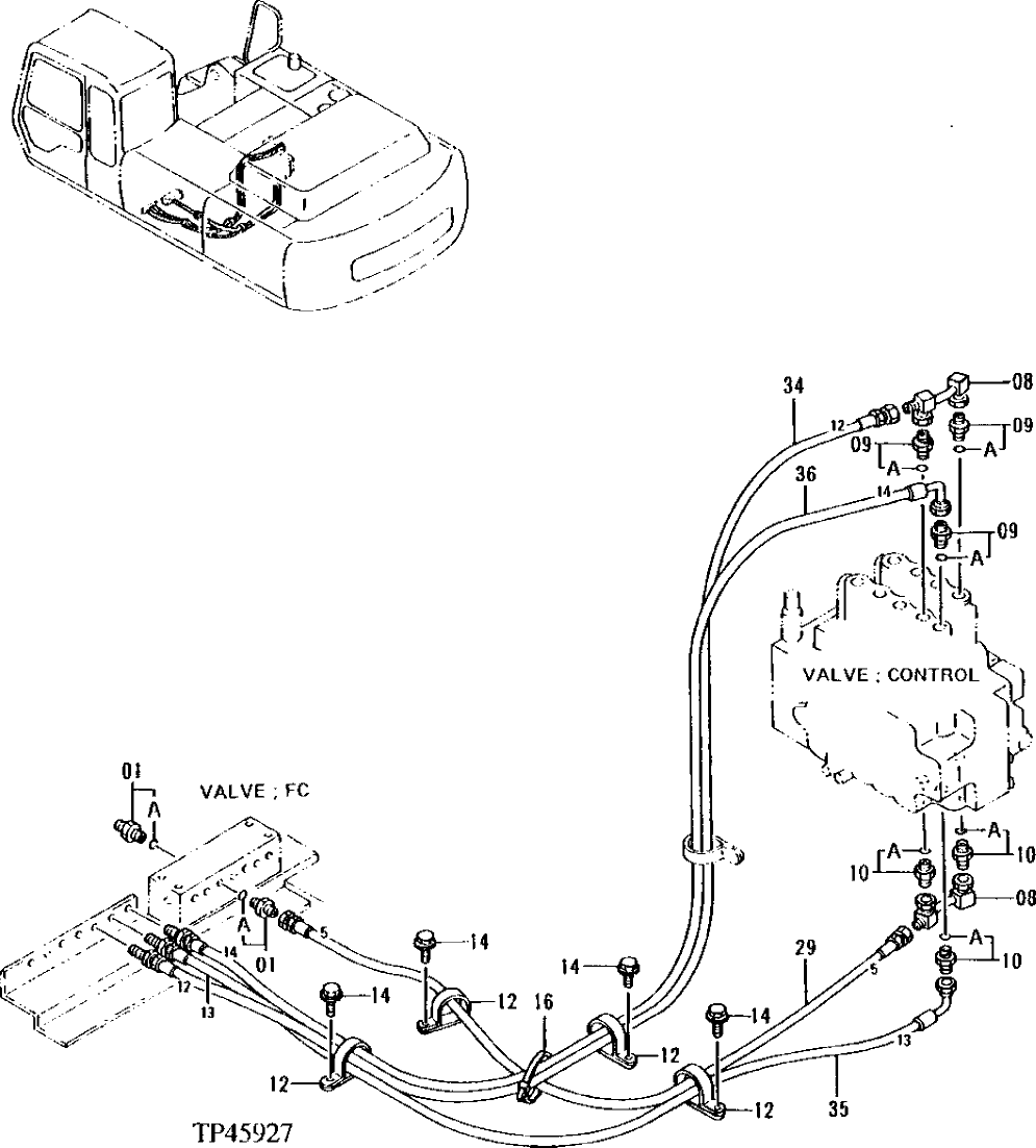 Схема запчастей John Deere 92ELC - 266 - PILOT PIPINGS (011000 - ) 3360 Hydraulic System