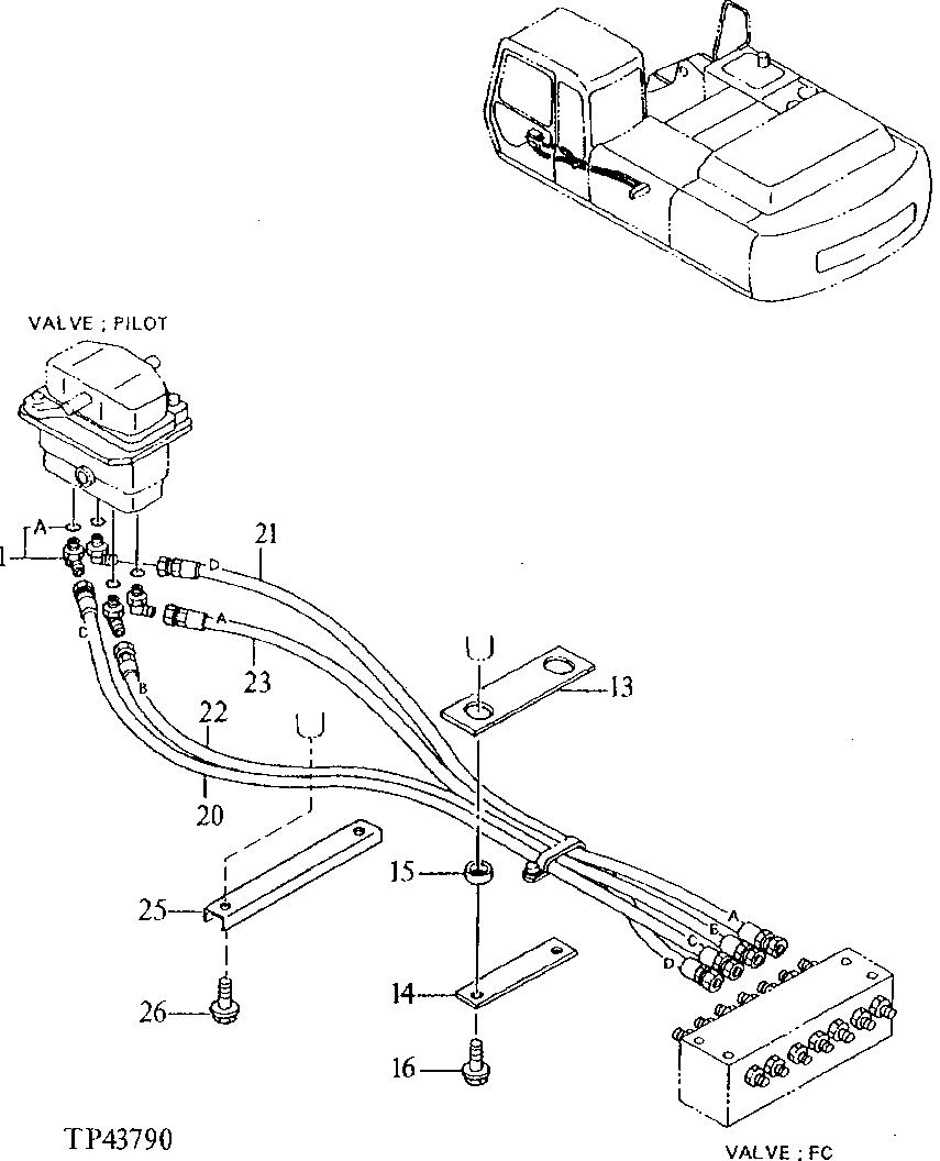 Схема запчастей John Deere 92ELC - 271 - PILOT PIPINGS ( - 010999) 3360 Hydraulic System