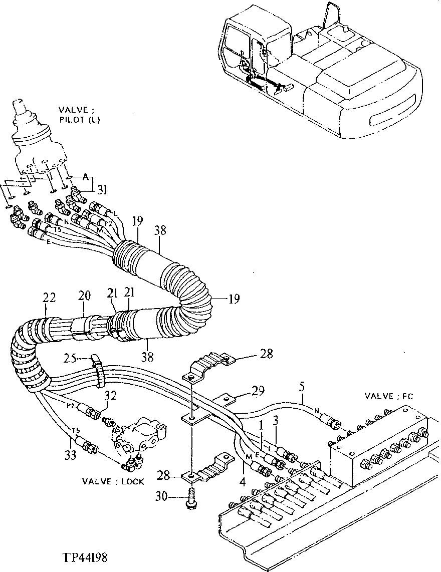 Схема запчастей John Deere 92ELC - 274 - PILOT PIPINGS ( - 010999) 3360 Hydraulic System