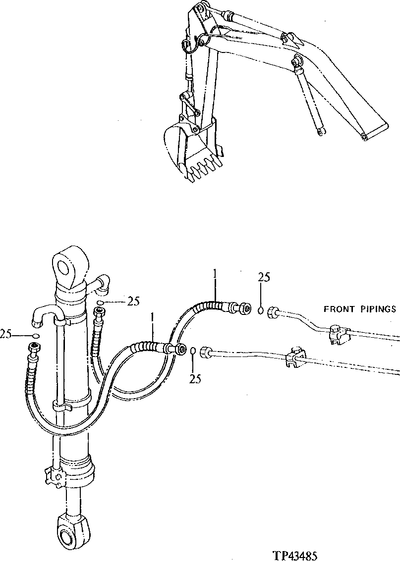 Схема запчастей John Deere 92ELC - 279 - FRONT PIPINGS FOR STANDARD ARM 3360 Hydraulic System