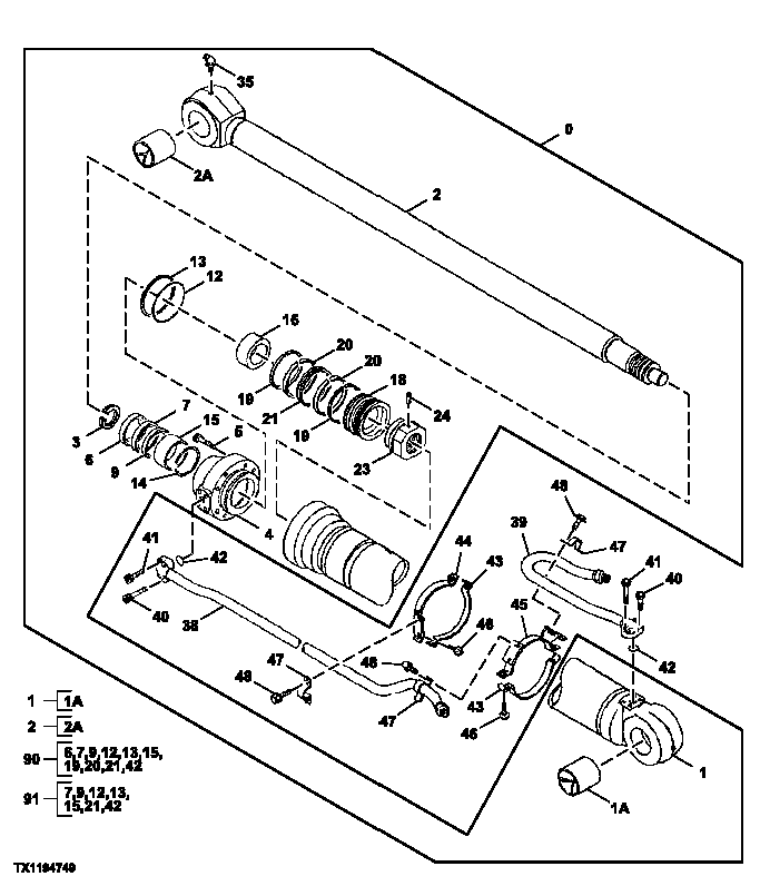 Схема запчастей John Deere 92ELC - 287 - Arm Cylinder 3360 Hydraulic System