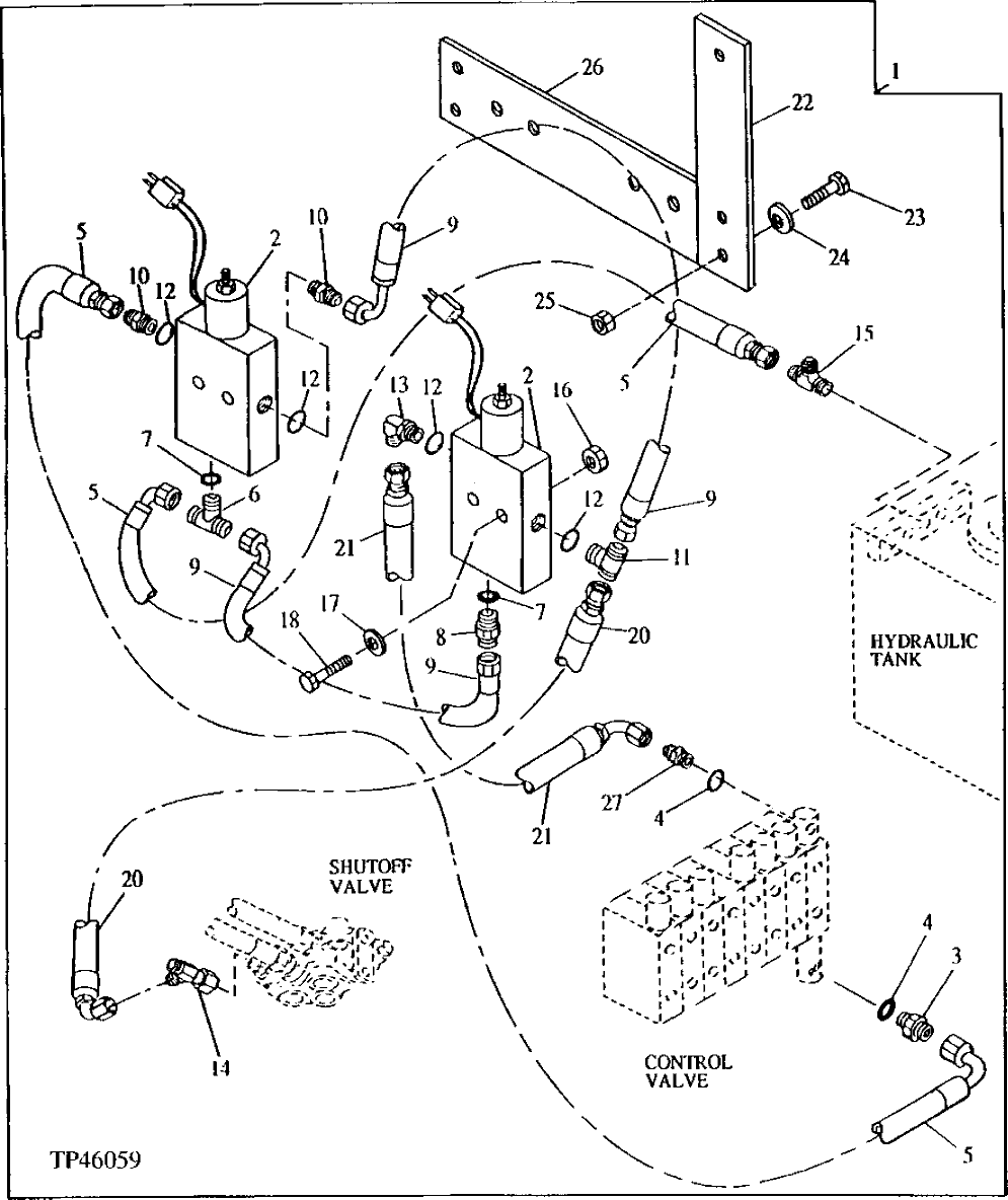 Схема запчастей John Deere 92ELC - 294 - TWO SOLENOID AUXILIARY CONTROL 3360 Hydraulic System