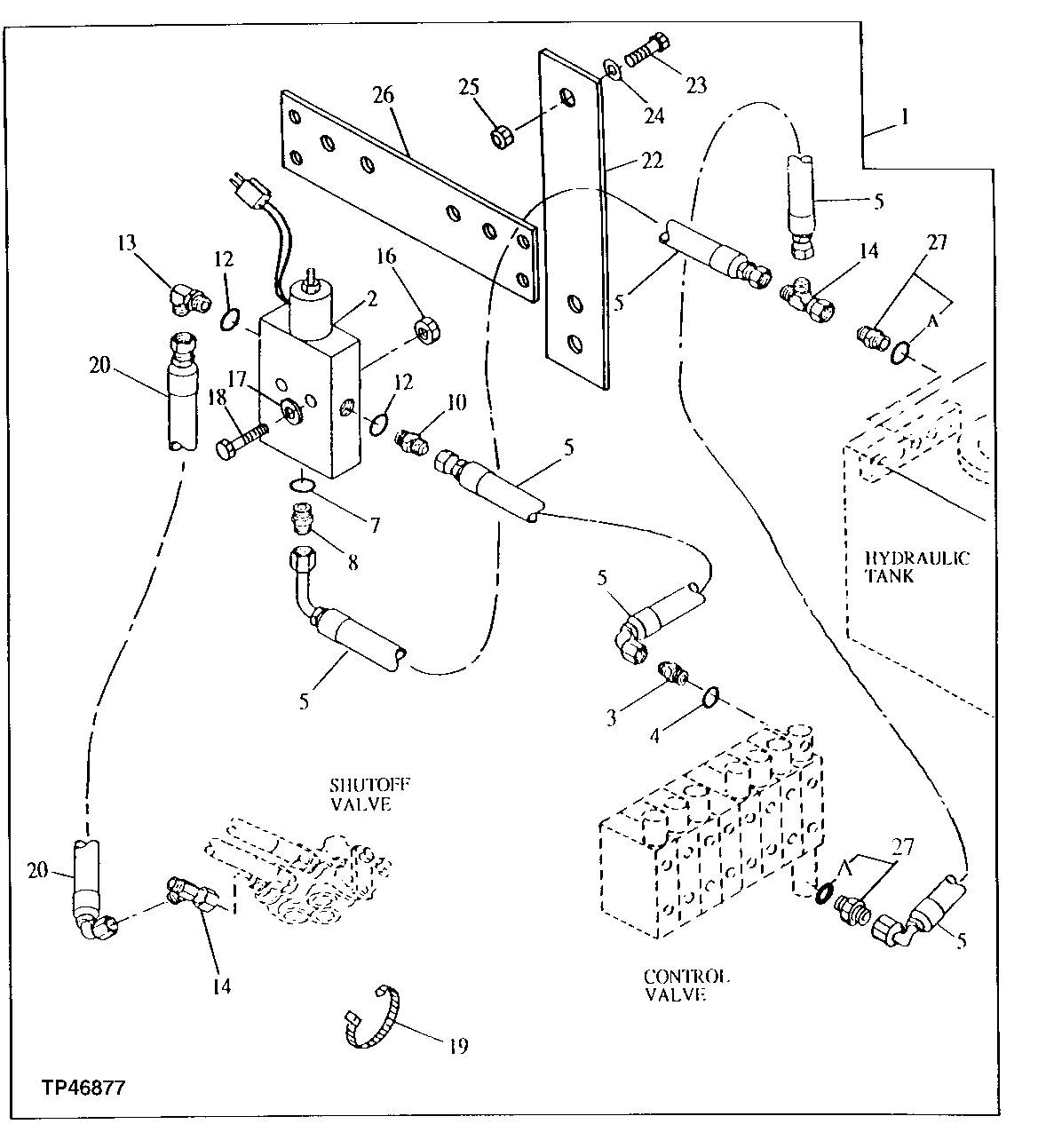 Схема запчастей John Deere 92ELC - 295 - ONE SOLENOID AUXILIARY CONTROL 3360 Hydraulic System