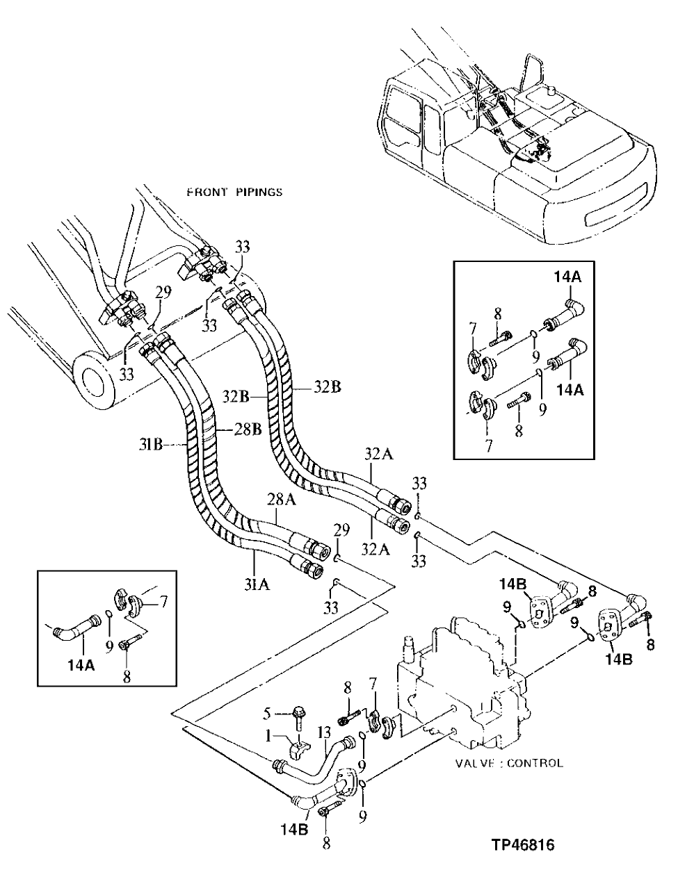 Схема запчастей John Deere 92ELC - 249 - MAIN PIPINGS 3360 Hydraulic System
