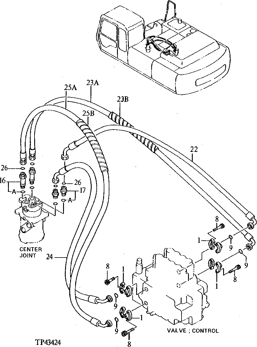 Схема запчастей John Deere 92ELC - 251 - MAIN PIPINGS 3360 Hydraulic System