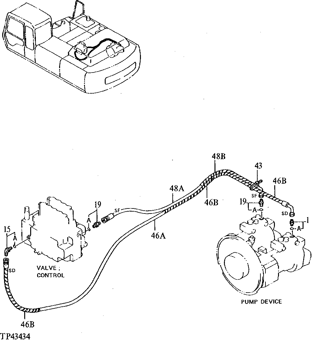 Схема запчастей John Deere 92ELC - 257 - PILOT PIPINGS ( - 010999) 3360 Hydraulic System