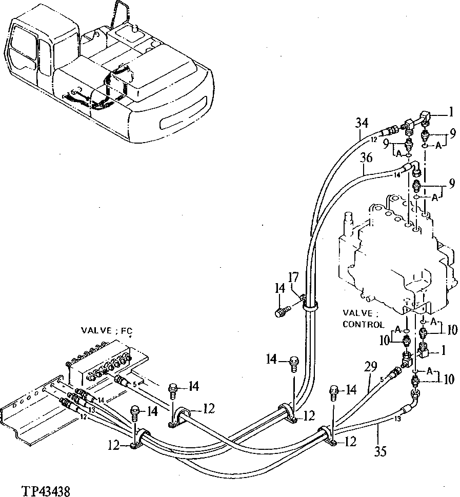 Схема запчастей John Deere 92ELC - 265 - PILOT PIPINGS ( - 010999) 3360 Hydraulic System