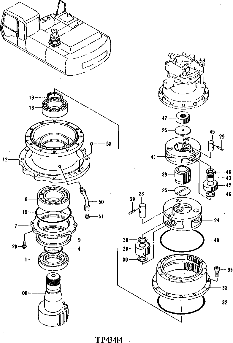 Схема запчастей John Deere 92ELC - 318 - Swing Device 4360 Hydraulics