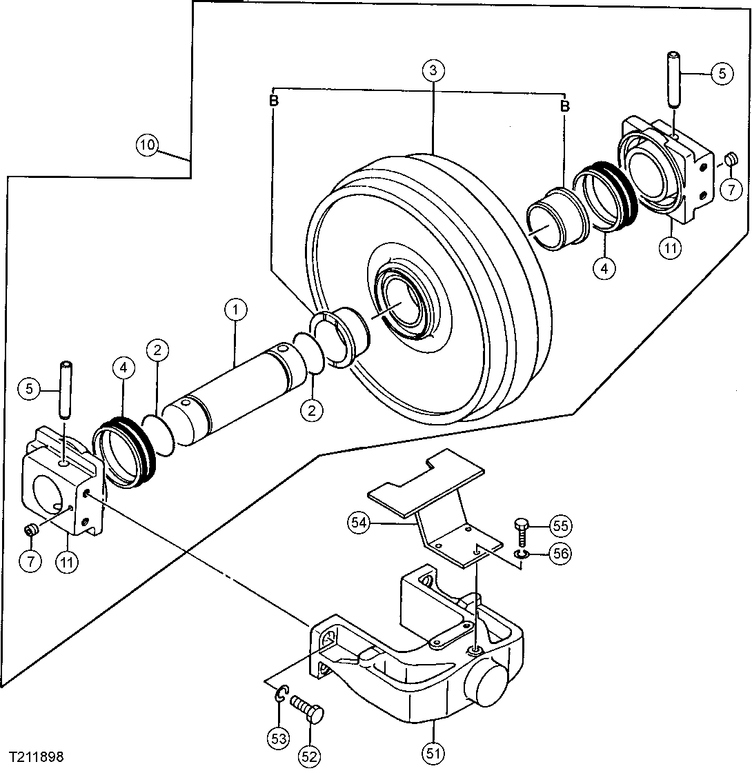 Схема запчастей John Deere 92ELC - 1 - Front Idler 0130 Track Systems