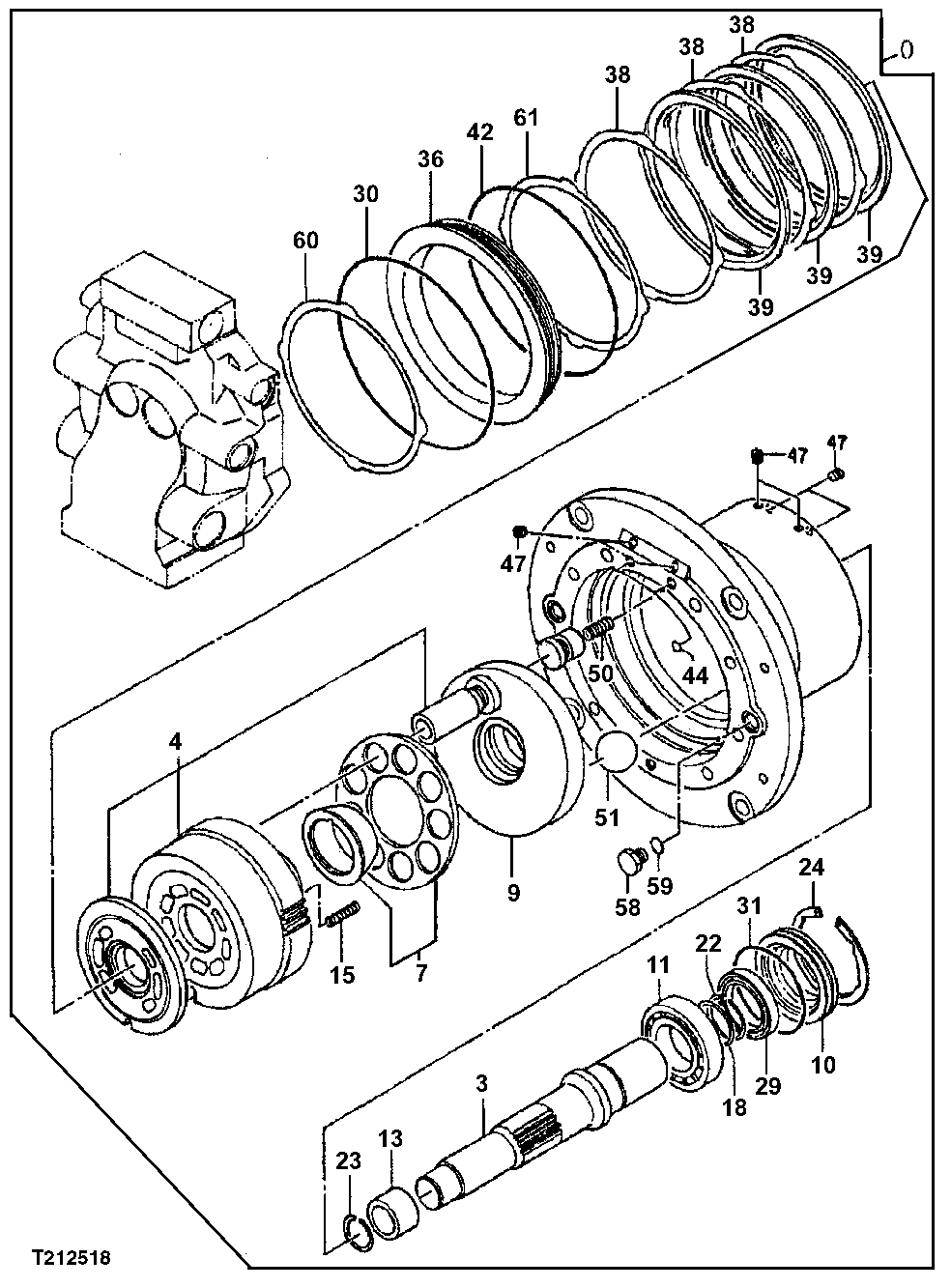 Схема запчастей John Deere 92ELC - 13 - Propel Motor 0260 HYDRAULIC SYSTEM