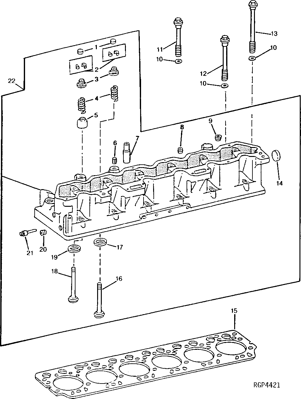 Схема запчастей John Deere 92ELC - 42 - Cylinder Head and Valves (503794 - ) 0409 Cylinder Head and Valves 6101AT010 6101AT010