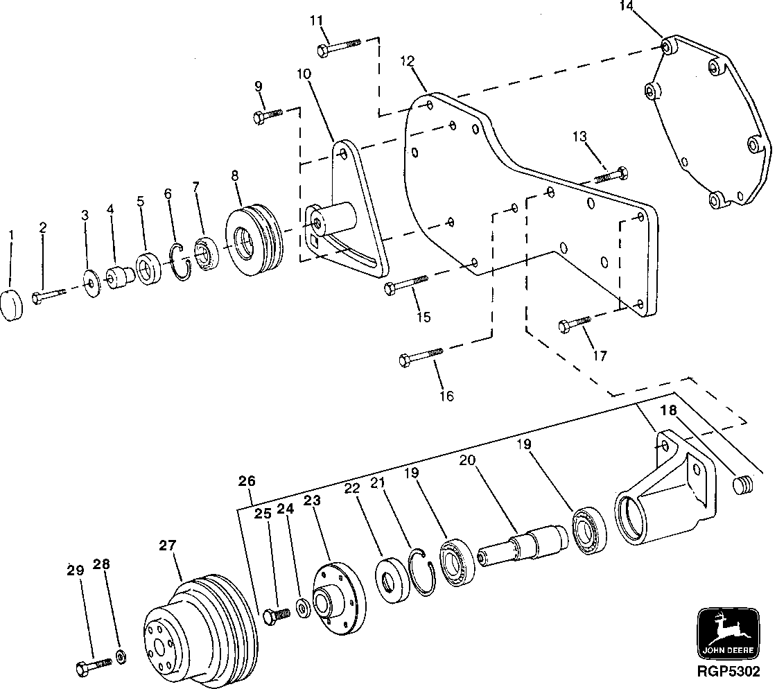 Схема запчастей John Deere 92ELC - 70 - FAN DRIVE PULLEY, SUPPORT AND IDLER PULLEY 0429 FAN DRIVE 6101AT010 6101AT010