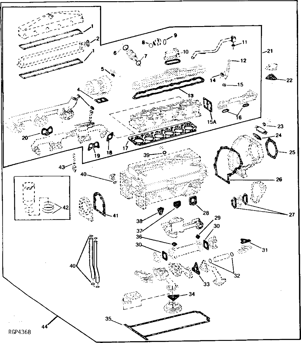 Схема запчастей John Deere 92ELC - 74 - ENGINE GASKET SETS 0452 Gasket Replacement Kits 6101AT010 6101AT010