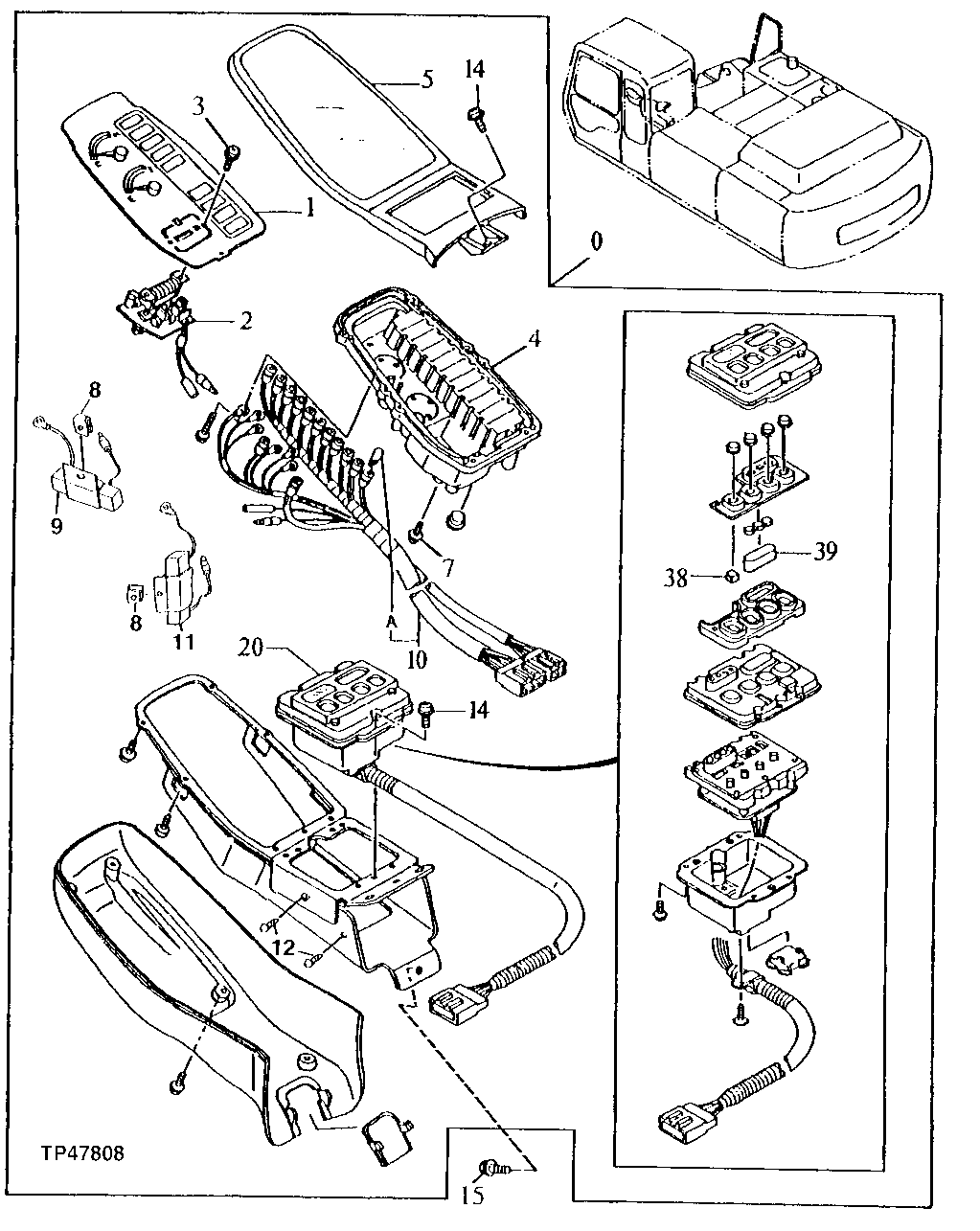 Схема запчастей John Deere 92ELC - 100 - Instrument Panel 1674 Wiring Harness And Switches