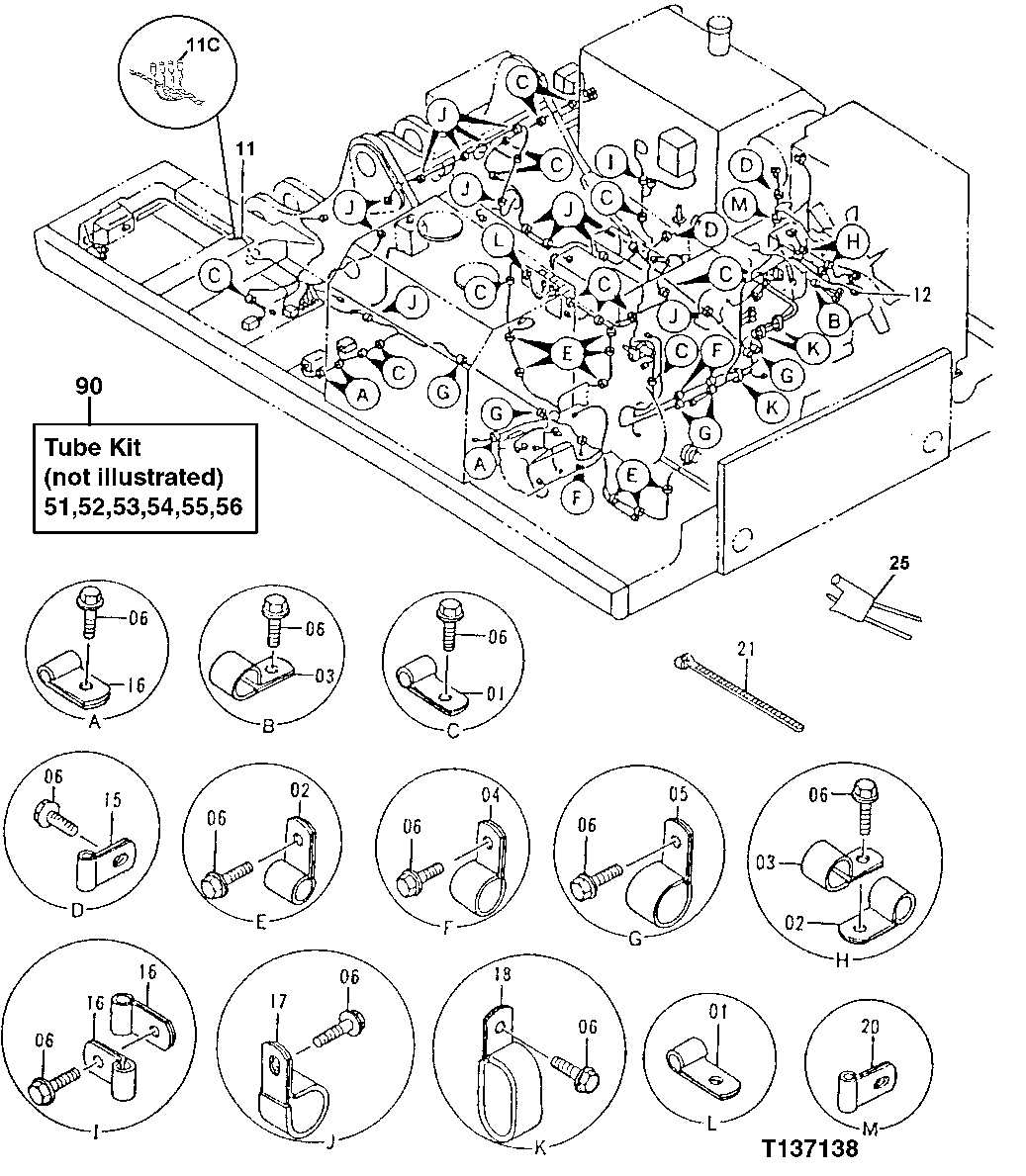 Схема запчастей John Deere 92ELC - 102 - ELECTRIC PARTS 1674 Wiring Harness And Switches