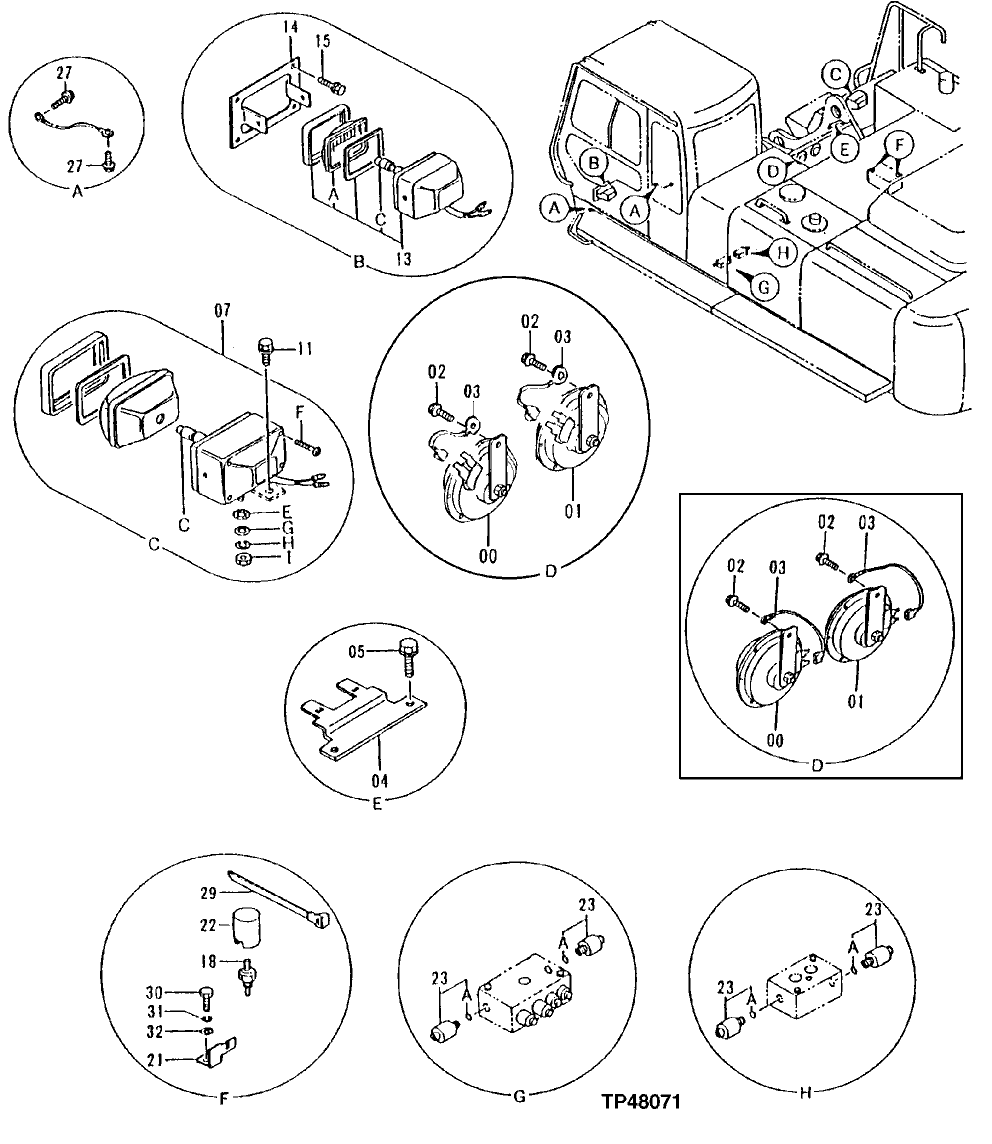 Схема запчастей John Deere 92ELC - 103 - ELECTRIC PARTS 1674 Wiring Harness And Switches