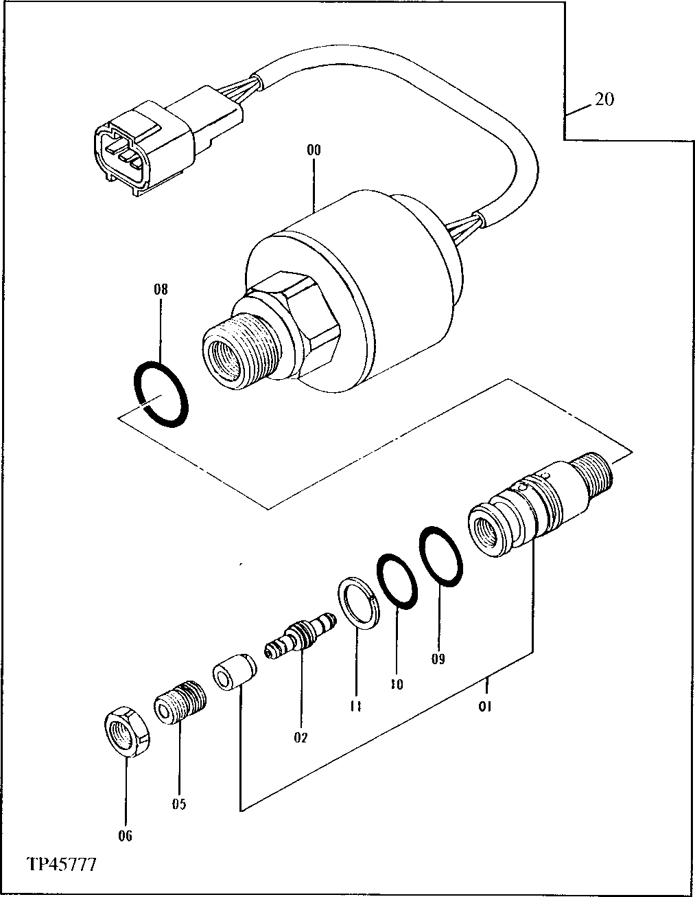 Схема запчастей John Deere 92ELC - 104 - DIFFERENTIAL PRESSURE SENSOR 1674 Wiring Harness And Switches