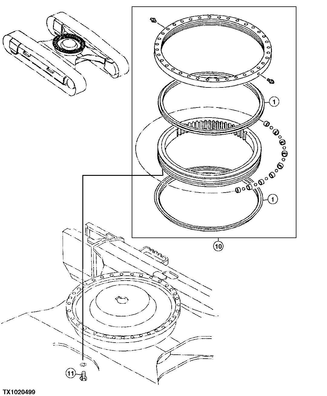 Схема запчастей John Deere 92ELC - 119 - Heavy Duty Swing Bearing 1740 Frame Installation