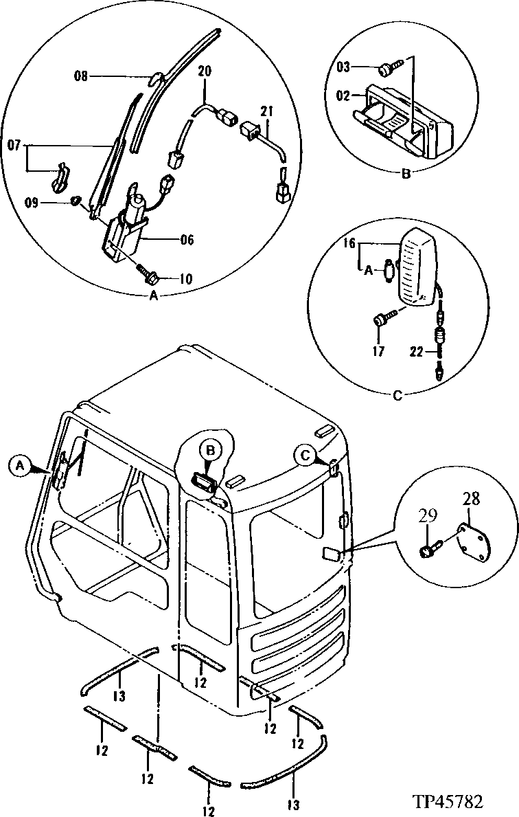 Схема запчастей John Deere 92ELC - 124 - CAB RELATED PARTS 1810 Operator Enclosure