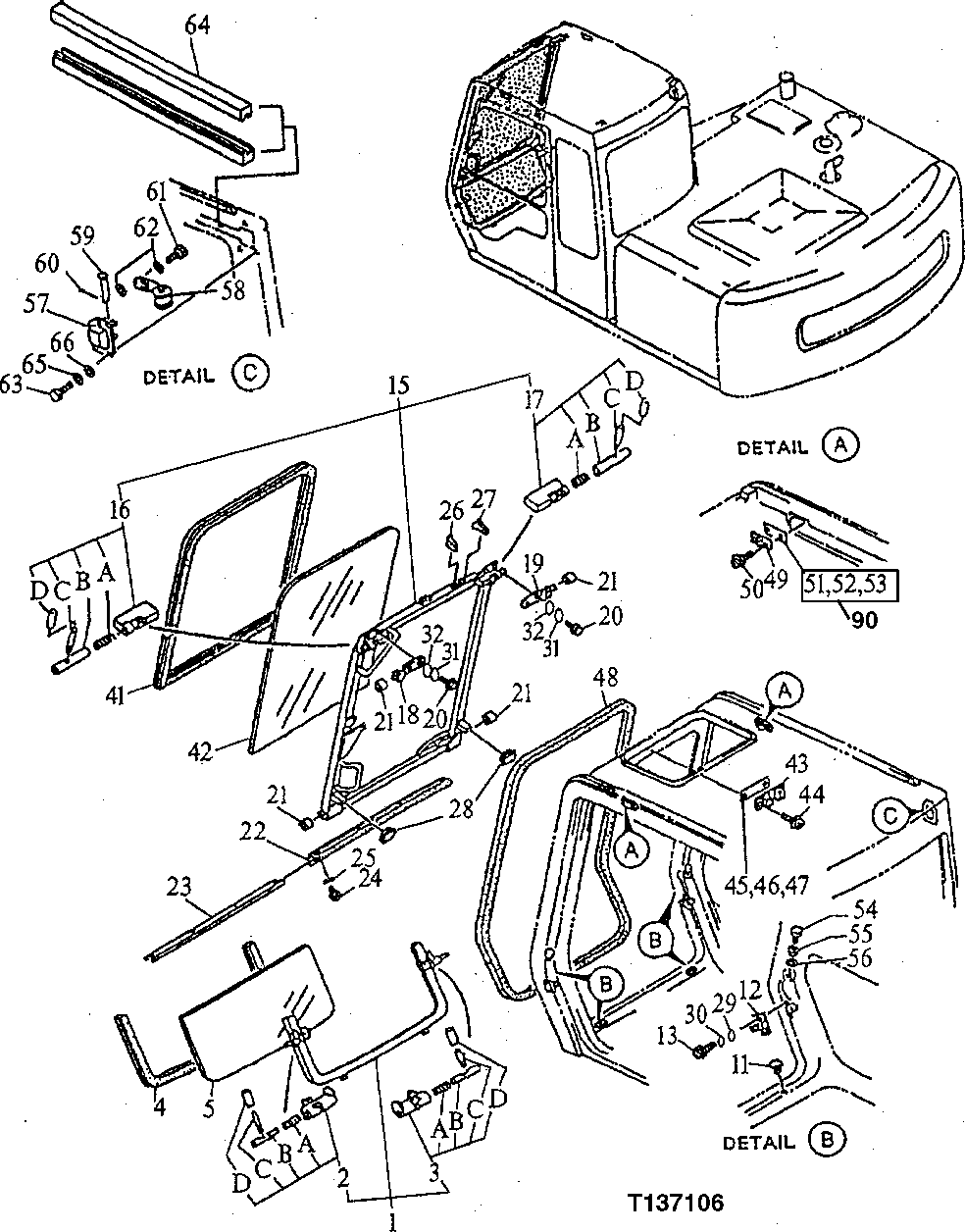 Схема запчастей John Deere 92ELC - 126 - Cab 1810 Operator Enclosure