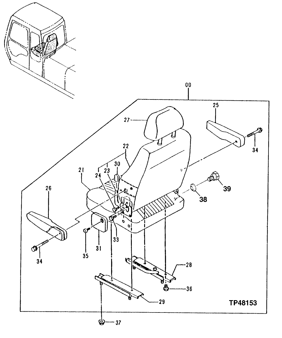 Схема запчастей John Deere 92ELC - 139 - Seat 1821 SEAT AND SEAT BELT