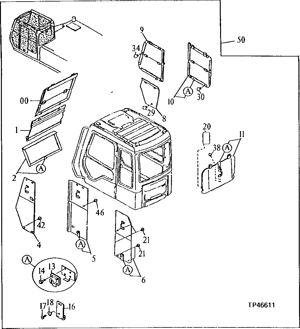 Схема запчастей John Deere 92ELC - 153 - WINDOW GUARD 1910 Hood Or Engine Enclosure