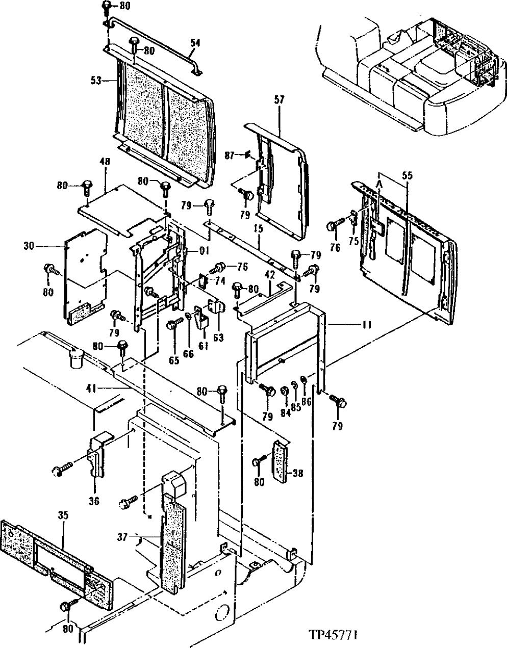 Схема запчастей John Deere 92ELC - 156 - Cover 1910 Hood Or Engine Enclosure