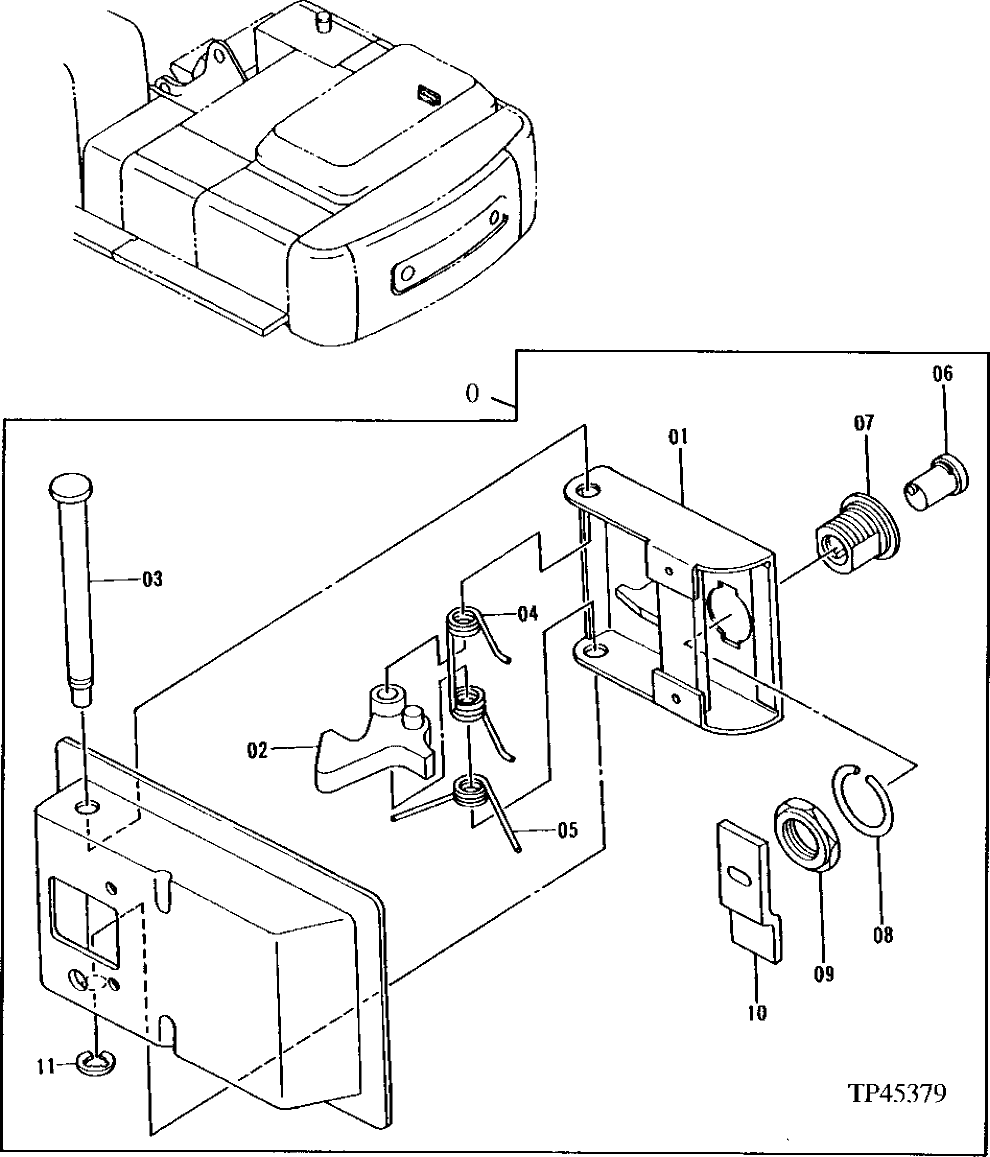 Схема запчастей John Deere 92ELC - 160 - DOOR LOCK 1910 Hood Or Engine Enclosure