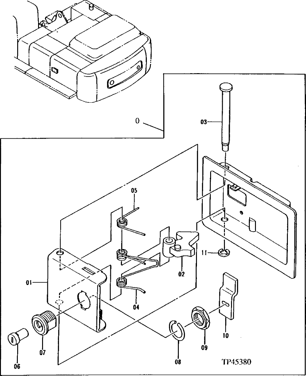 Схема запчастей John Deere 92ELC - 162 - DOOR LOCK 1910 Hood Or Engine Enclosure