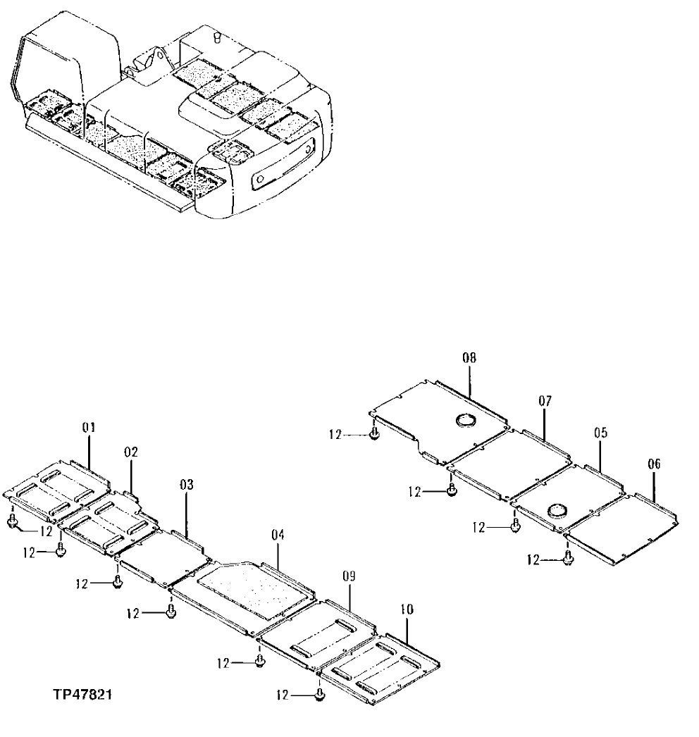 Схема запчастей John Deere 92ELC - 151 - Under Cover ( - 007000) 1910 Hood Or Engine Enclosure