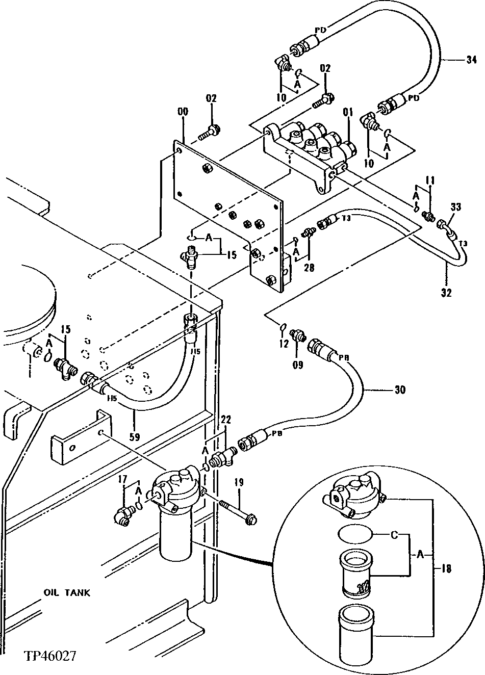 Схема запчастей John Deere 92ELC - 178 - PILOT PIPINGS 2160 Vehicle Hydraulics