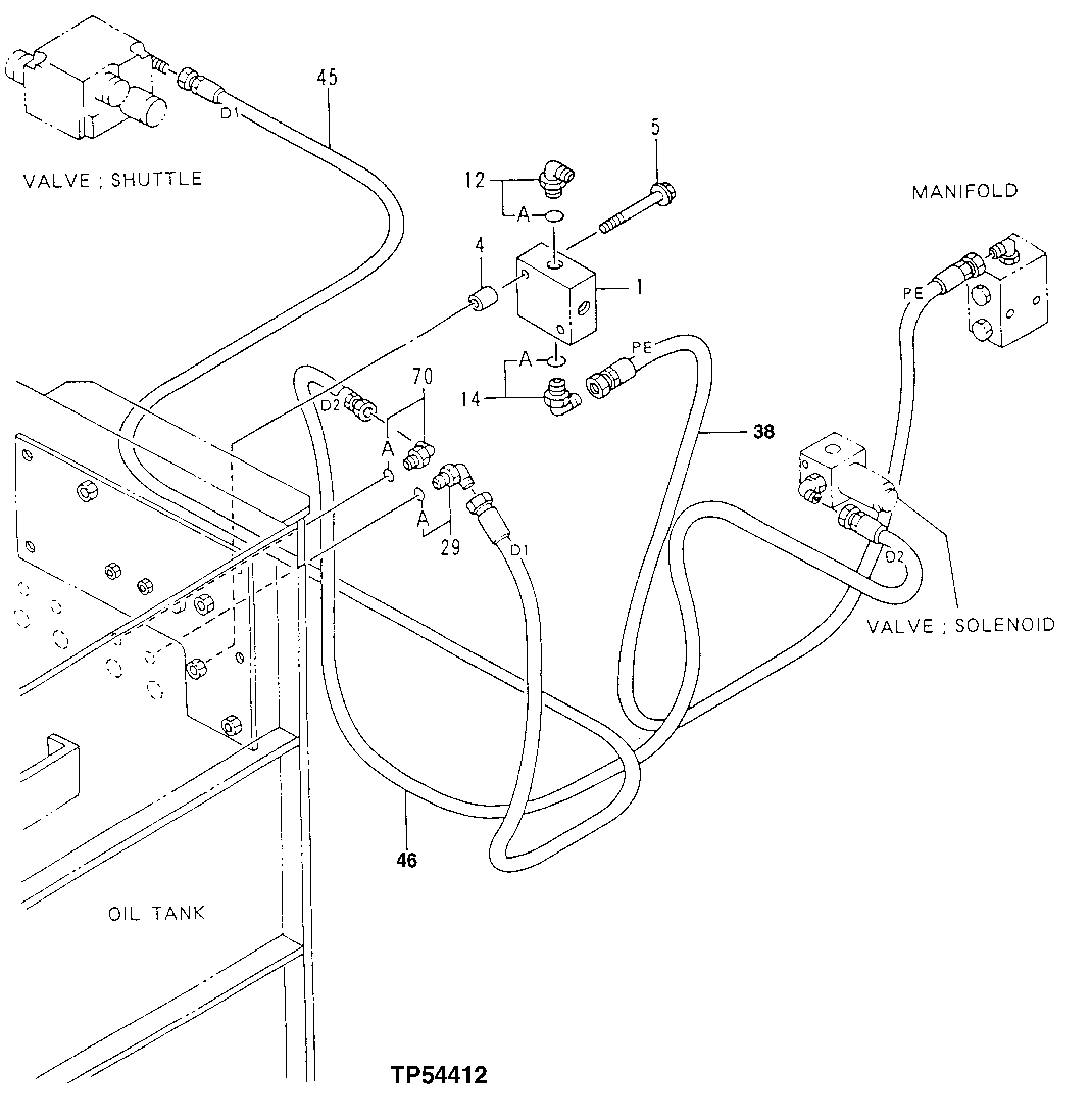 Схема запчастей John Deere 92ELC - 181 - PILOT PIPINGS (007001 - ) 2160 Vehicle Hydraulics