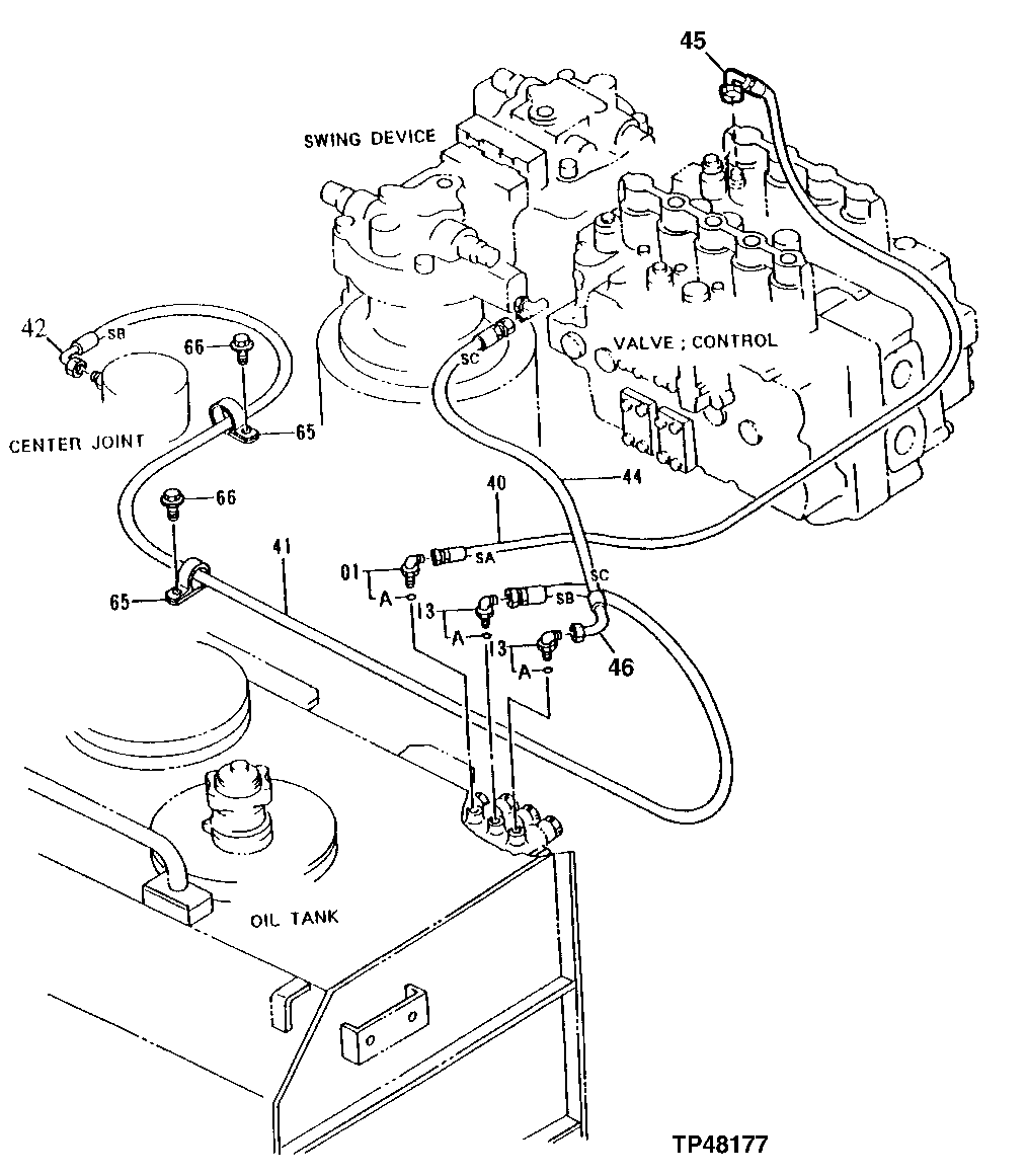 Схема запчастей John Deere 92ELC - 183 - PILOT PIPINGS 2160 Vehicle Hydraulics