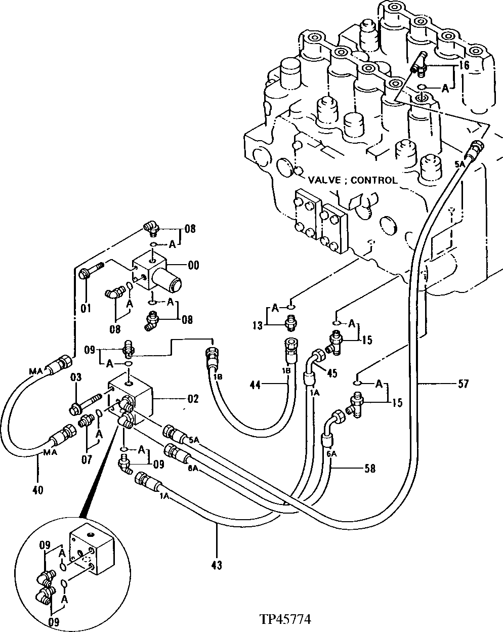 Схема запчастей John Deere 92ELC - 190 - PILOT PIPINGS ( - 007000) 2160 Vehicle Hydraulics