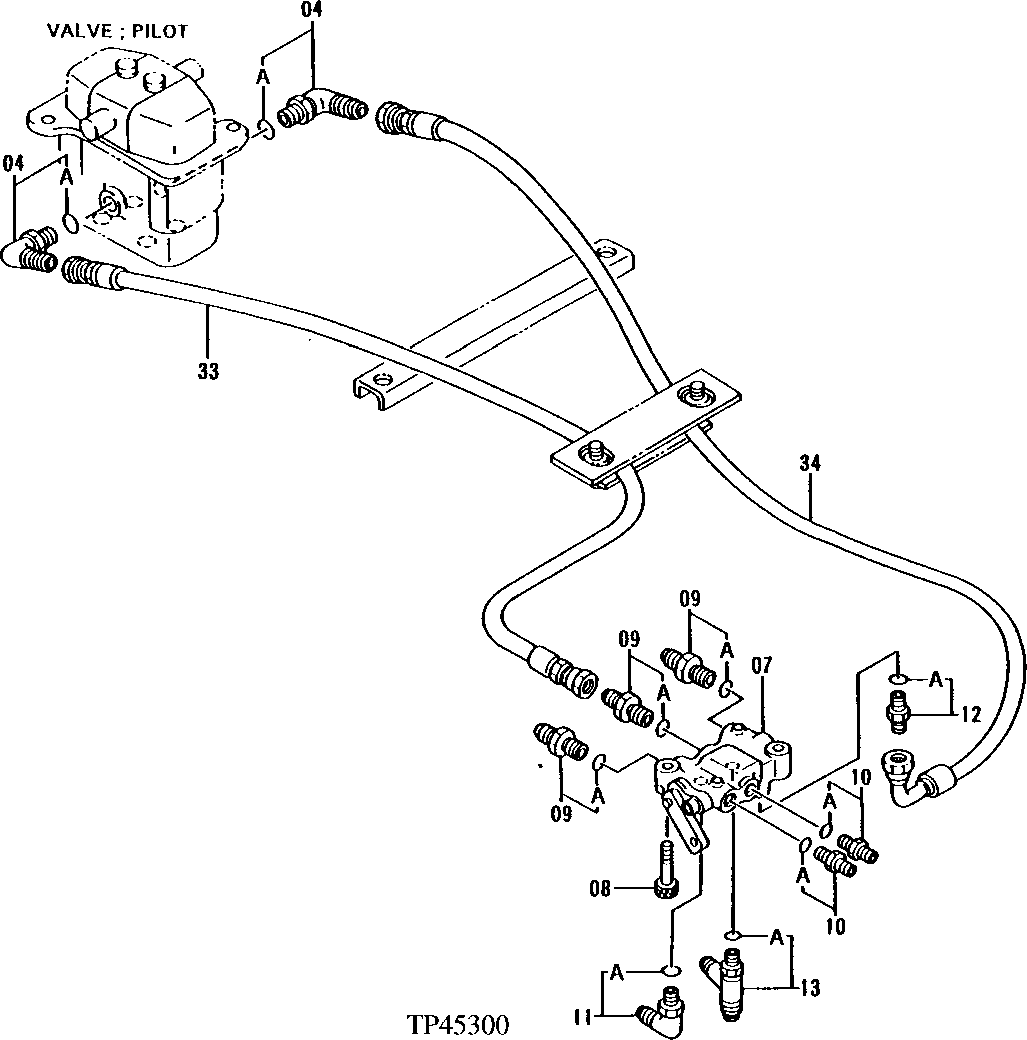 Схема запчастей John Deere 92ELC - 196 - PILOT PIPINGS 2160 Vehicle Hydraulics