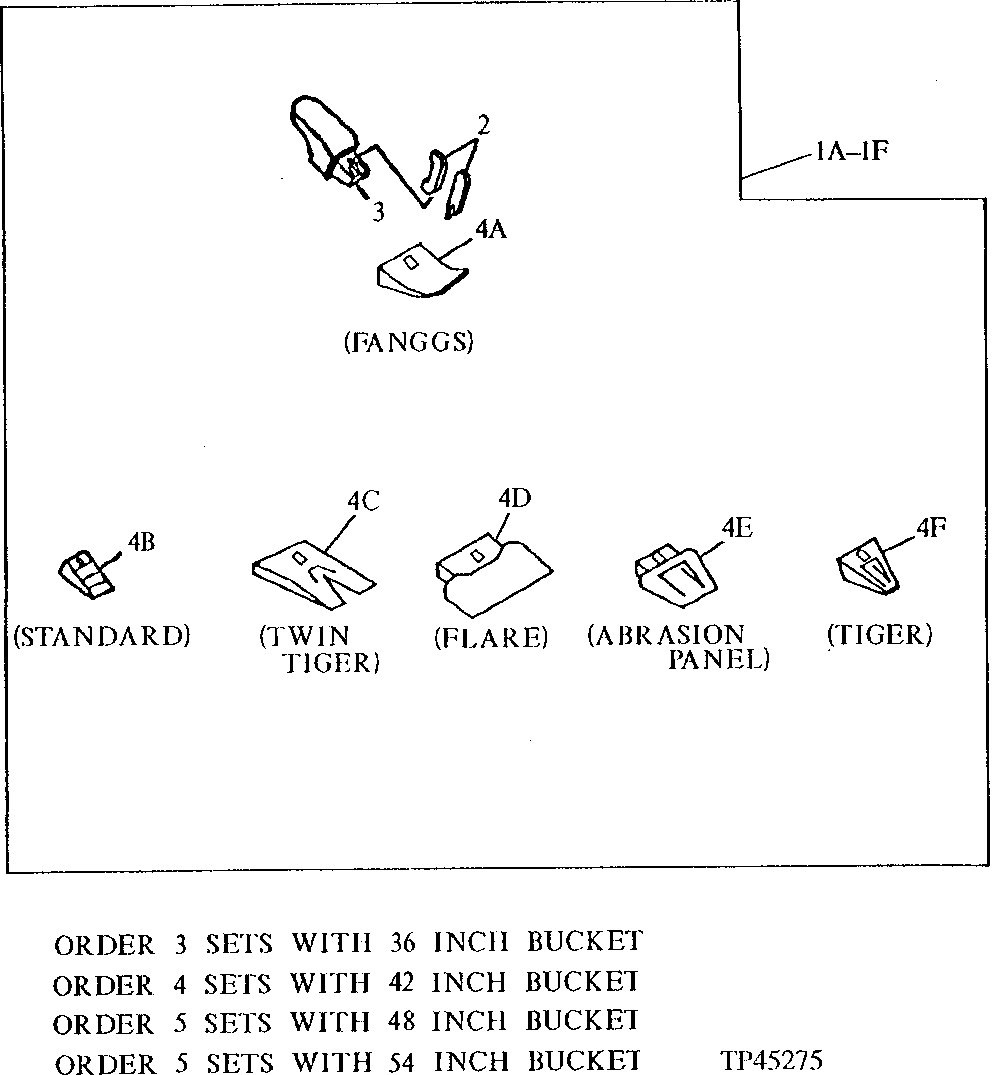 Схема запчастей John Deere 92ELC - 228 - Severe Duty Plate Lip Bucket Tooth Assembly (36, 42, 48, or 54 In. Bucket) 3302 BUCKETS, TEETH, SHANKS AND SIDECUTTERS