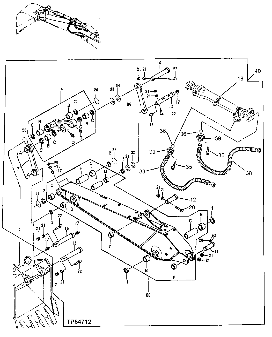 Схема запчастей John Deere 92ELC - 247 - STANDARD ARM (3 9 M - 12 FT 10 IN ) (006004 - ) 3340 BACKHOE AND EXCAVATOR FRAMES