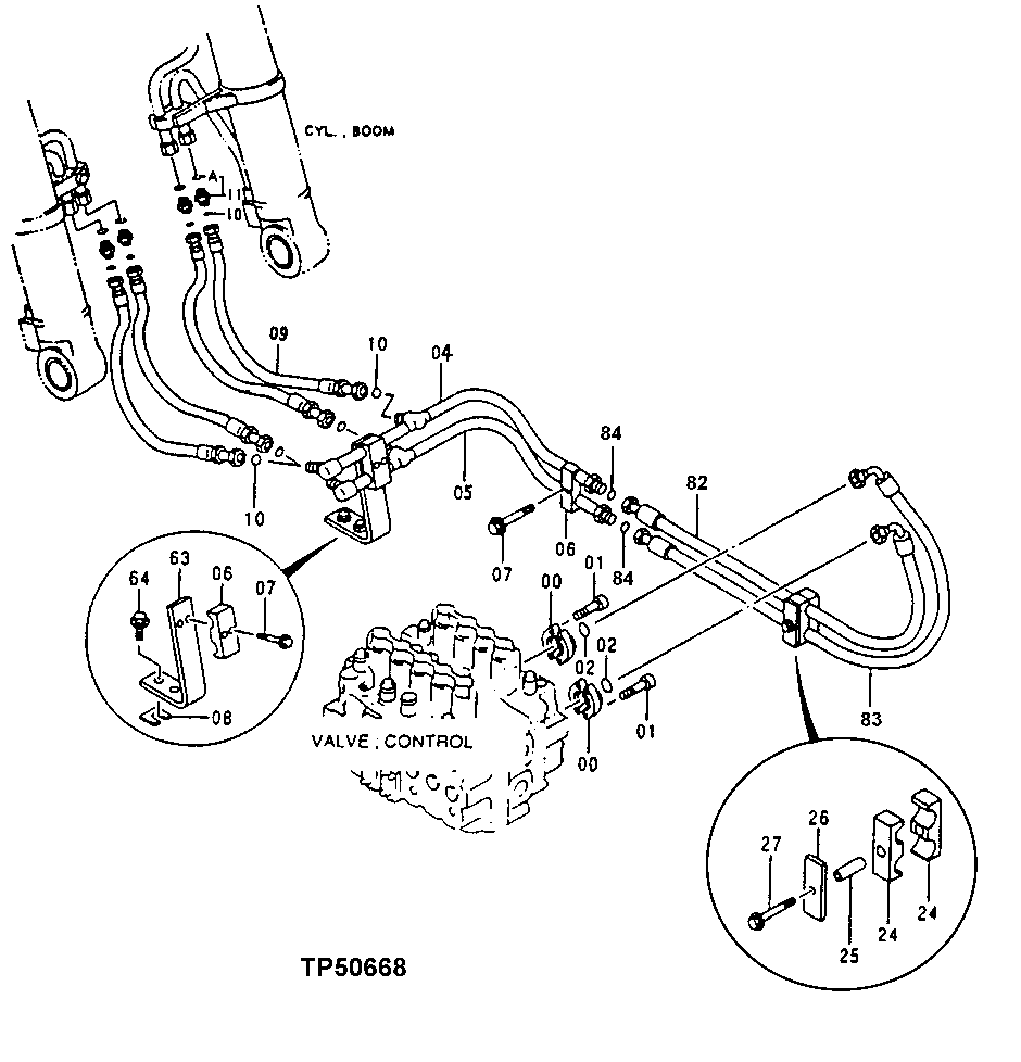 Схема запчастей John Deere 92ELC - 259 - MAIN PIPINGS (007001 - ) 3360 HYDRAULIC SYSTEM