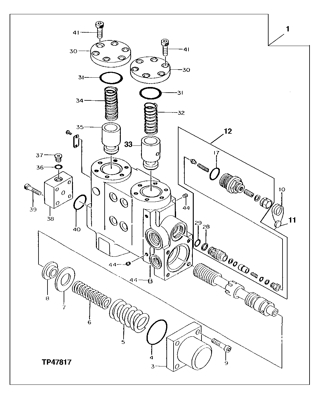 Схема запчастей John Deere 92ELC - 303 - ARM BOTTOM LOAD LOWERING HOLDING VALVE 3360 HYDRAULIC SYSTEM